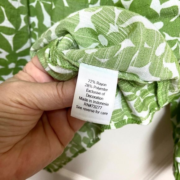 LC Lauren Conrad Green Floral Peasant Cottagecore Large Top Puff Sleeve - Picture 7 of 8